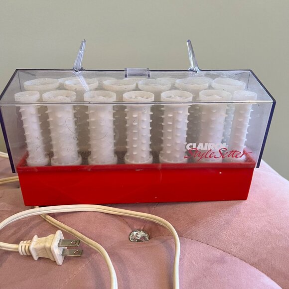 Clairol Red/White Wax Core Hair Rollers Hot Curlers Set Denmark - Picture 1 of 4